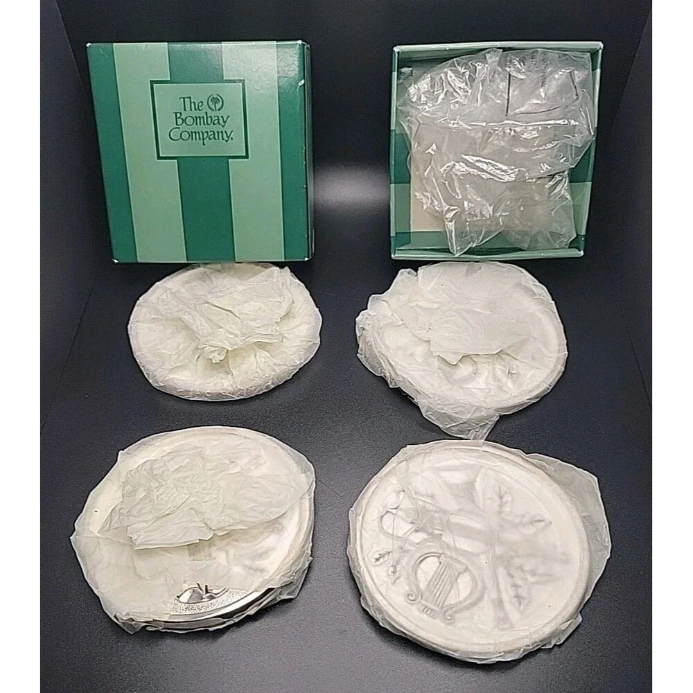 Vintage Bombay Company Silver Classical Suite Coasters Set of 4 Godinger Music